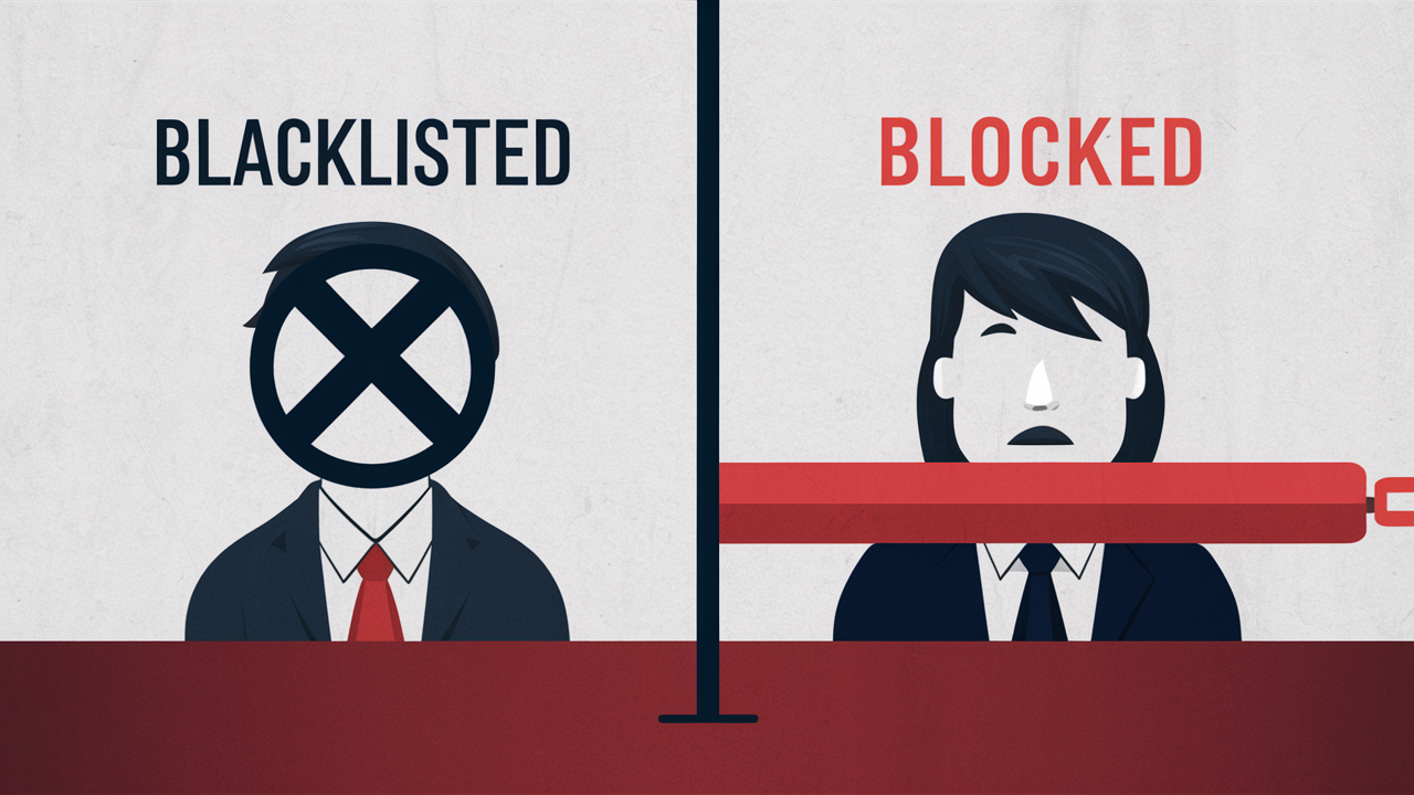 What is the difference between blacklisted and blocked?