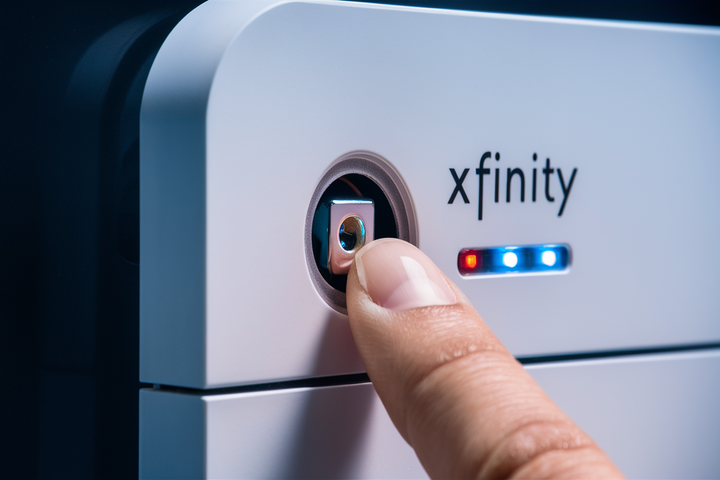 Where is the reset button on an Xfinity router?